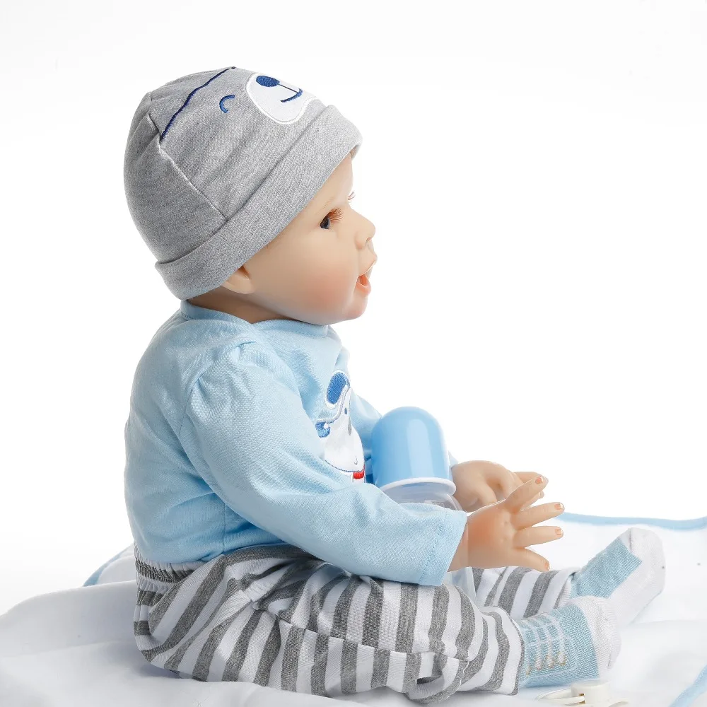Силиконовые куклы SanyDoll baby reborn Реалистичная кукла babies для детей 22 дюйма 55 см синяя