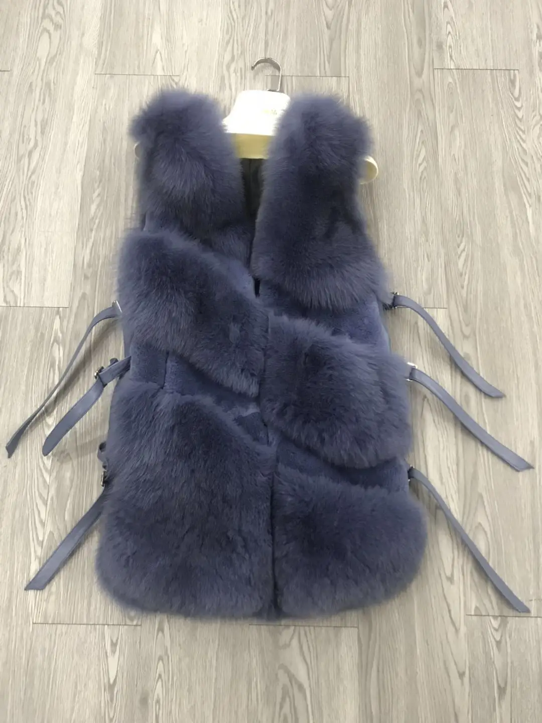 DeepGray Модный Мех животных жилет для женщин натуральным лисьим короткие женский жилет куртка уличная - Цвет: DeepGray