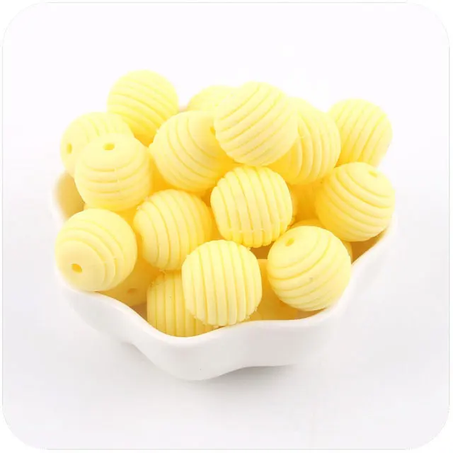 Yellow 10 шт. детский прорезыватель, резьба для еды, силиконовые бусины, Детские Силиконовые Прорезыватели, крошечный стержень, спиральные бусины, цепочка для пустышки, подвеска - Цвет: Yellow