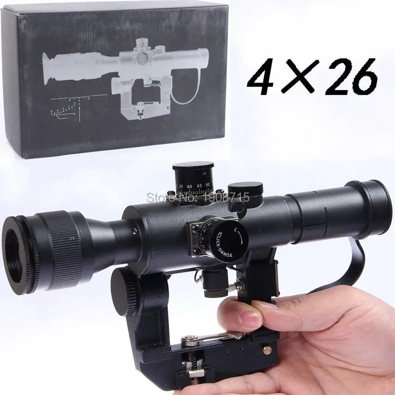 Охота Оптика Русский Снайперский Прицел ПОСП 4x26 СВД АК Красной Подсветкой (Airsoft)