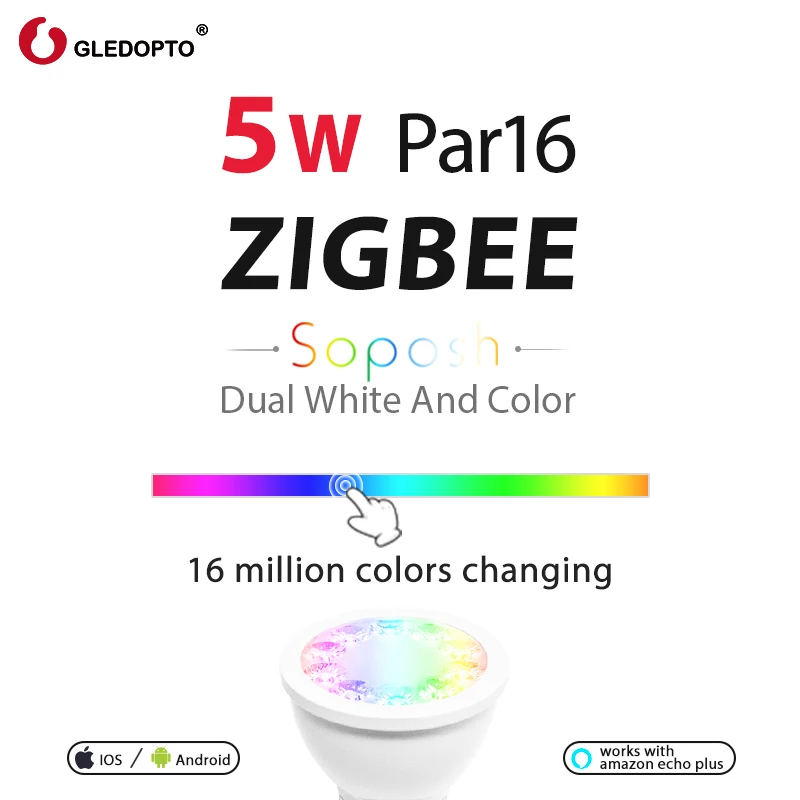 ZIGBEE ZLL двойной бело Цвет RGBCCT 5 Вт PAR16 2700 6500K AC100 240V работать с Alexa Голосовое