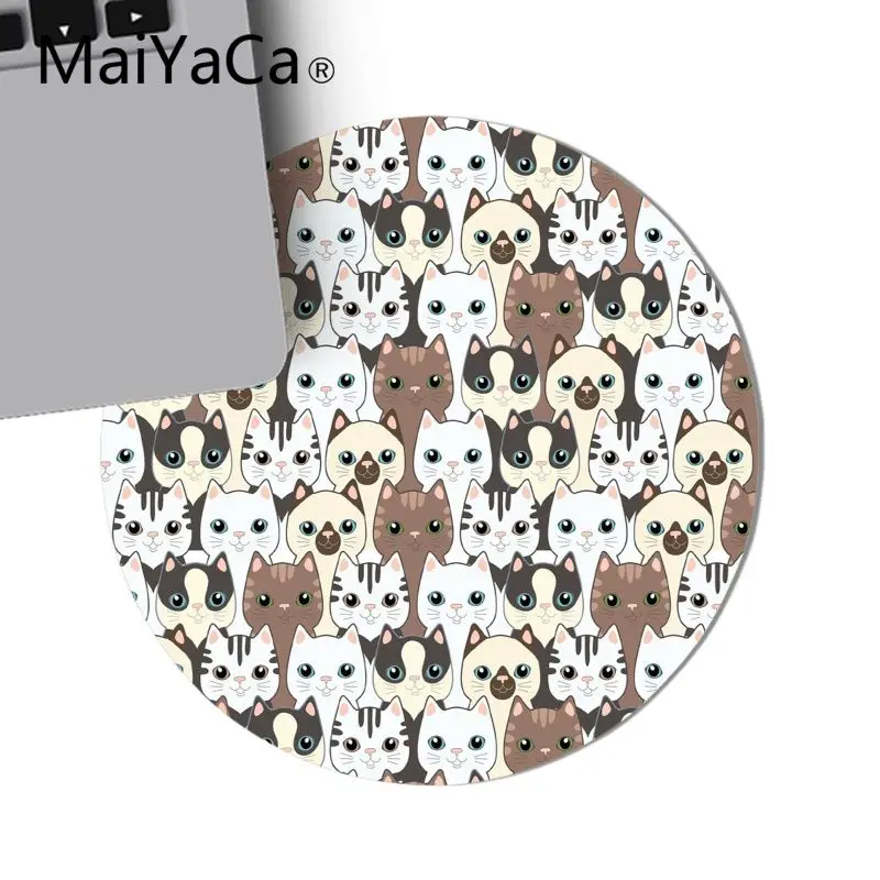 MaiYaCa прекрасный черно белый Кот DIY дизайн игровой с узором круглый коврик для мыши