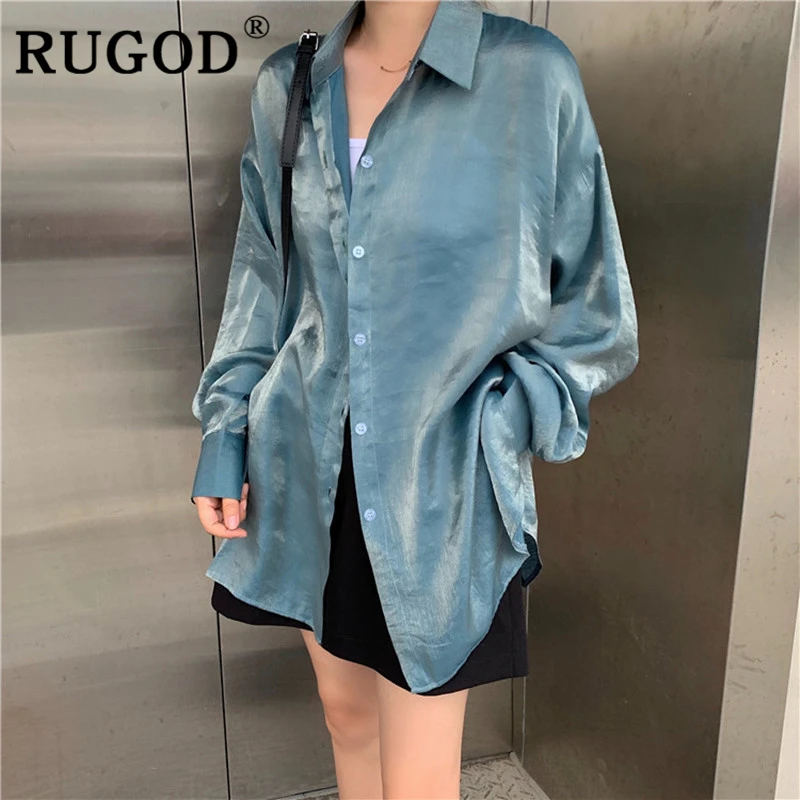 Женская винтажная блузка RUGOD Элегантная с отложным воротником и градиентом bluzki