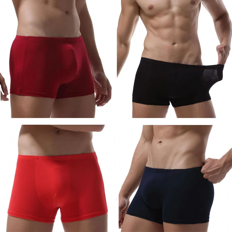 4 шт./лот бамбуковое Мужское нижнее белье боксеры хлопковое сексуальное мужское с
