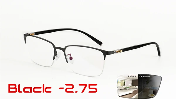 Black - 2.75 Очки для близорукости, фотохромные очки для мужчин и женщин, очки для близорукости, оправа с цветными линзами, солнцезащитные очки для близорукости, очки-1,0-1,5 - Цвет оправы: Black - 2.75