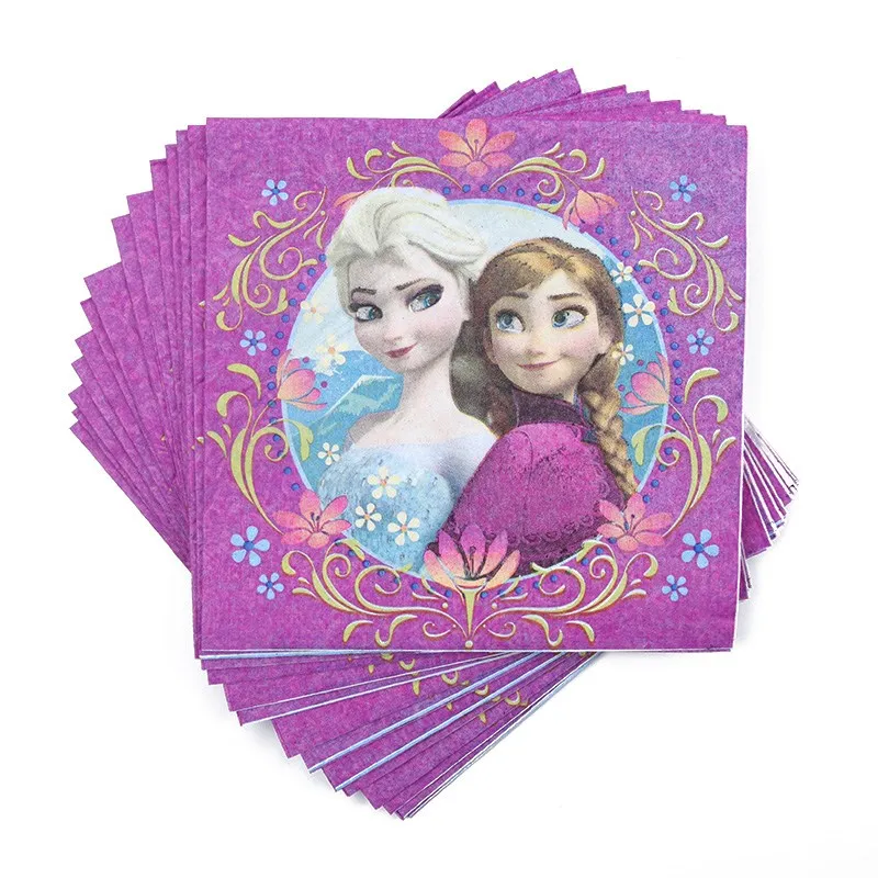 Napkin 8Pcs Дисней Холодное сердце Анна и Эльза Принцесса День Рождения украшения Дети одноразовые посуда День Рождения украшения принадлежности - Цвет: Napkin 8Pcs