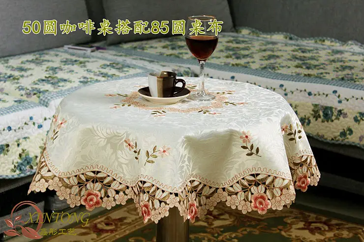 1018 European light-colored flower garden luxury embroidered table cloth fabric coffee runner tablecloth placemat | Дом и сад