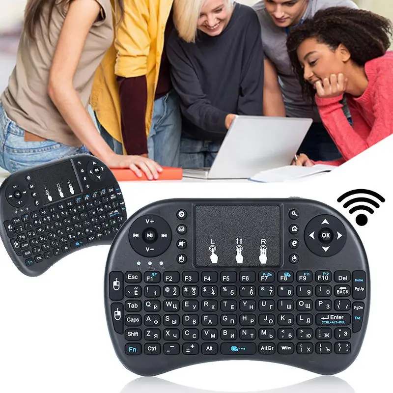 Беспроводная клавиатура i8 русская/английская/Испанская версия 2,4 GHz Air mouse Сенсорная панель Teclado ручной для Android tv PC