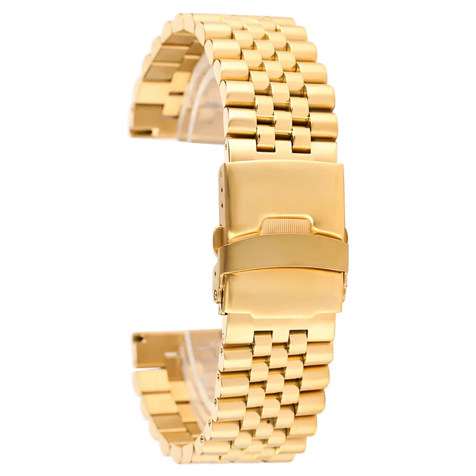Серебро/черный/золото/розовое золото 24 мм ширина нержавеющей стали ремешок складные застежка с безопасной роскошной сменный браслет наручных часов