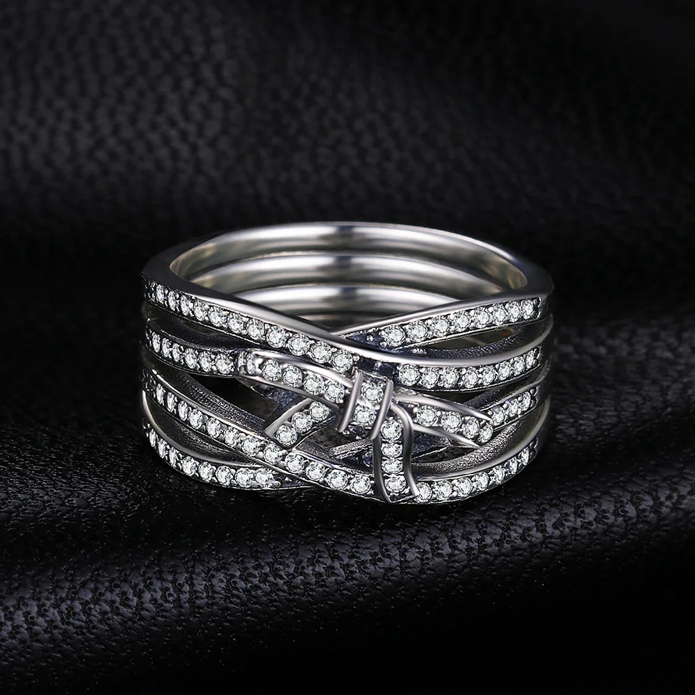 Jewelrypalace стерлингового серебра 925 Intertwined бантом Проложить Кольцо цирконий Лидер