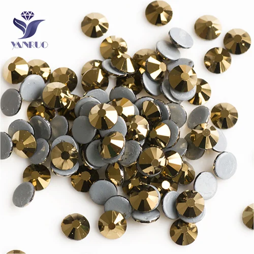 Aurum YANRUO 2058 Стразы для горячей фиксации Стразы для рукоделия с плоской задней поверхностью для рукоделия стеклянные камни для горячей фиксации Стразы для одежды - Цвет: Aurum