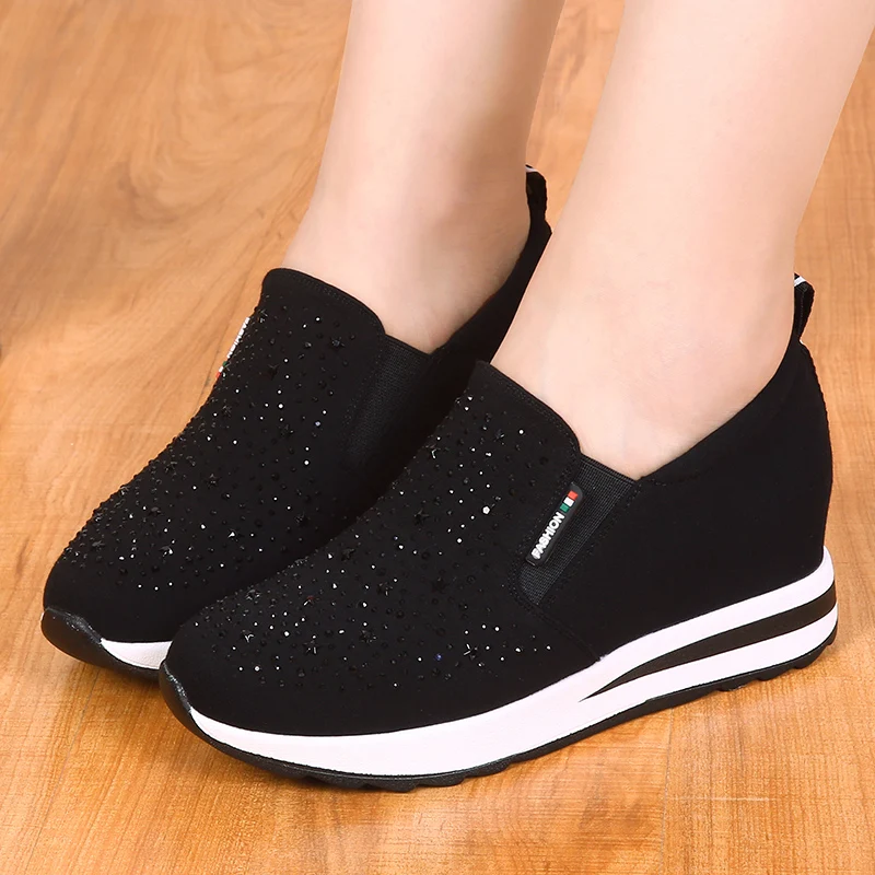 Туфли женские на платформе высокий каблук Повседневная дышащая обувь стразы