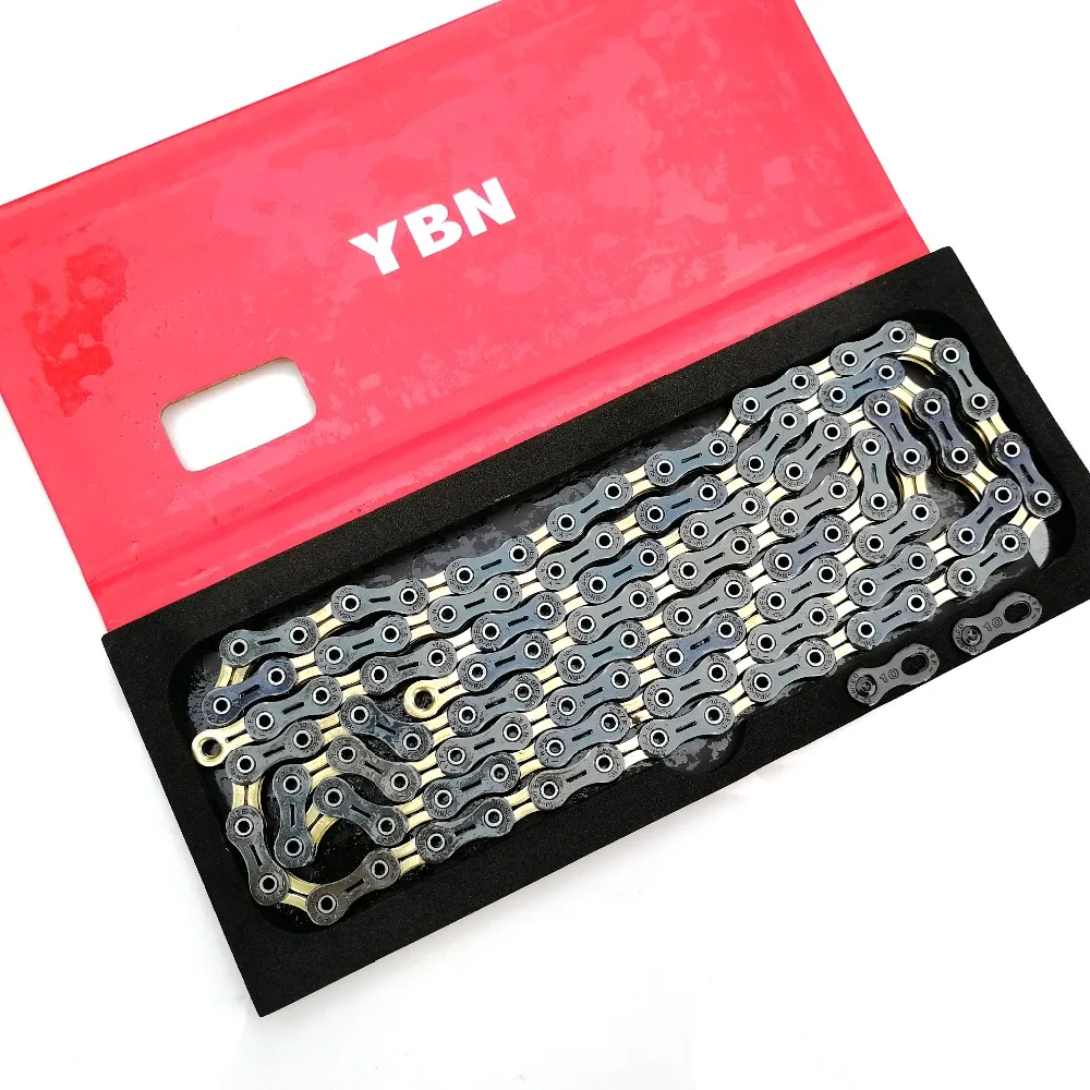 Велосипедная Цепь YBN Сверхлегкая черная/Золотая полая 11 скоростная цепь MTB Горная дорога велосипед 10 скоростная цепь для Shimano Sram sylen