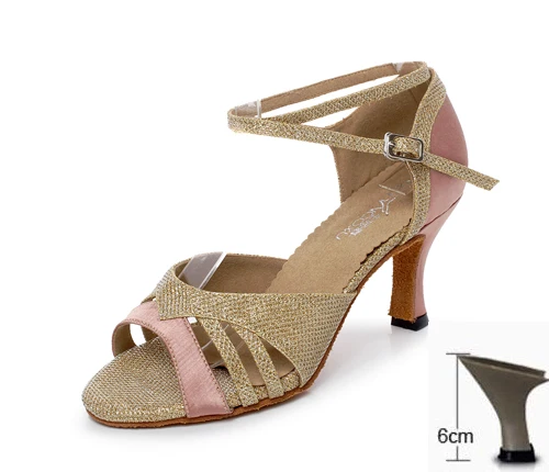 Light Gold Heel 60mm Женская обувь для бальных танцев, латинских танцев, сальса, обувь для вечеринок, высокий каблук 6/7. 5/8. 5 см, женская танцевальная обувь для танго, мягкая подошва 1779 - Цвет: Light Gold Heel 60mm