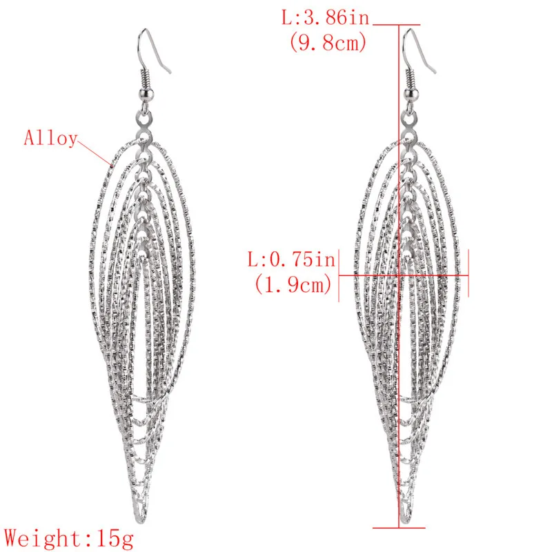 ZINFANDEL Temperament Alloy Korean Fashion Geometry Long Tassel Earrings For Women Concise Female Vintage Boho Wind Accessories | Украшения