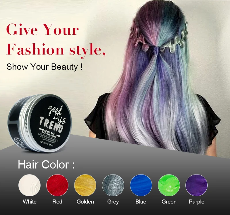 

New Professional Women & Men Beauty Hair Care Fashion Styling Temporary Hair Dye Cream Grandma Grey Hair Dye DIY Super Dye