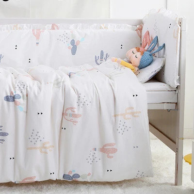 

7PCS Top Quality Baby Crib Bedding Set kit berço Cot Bumper Nursery Bedding Winter Baby Quilt ,(4bumpers+sheet+pillow+duvet)