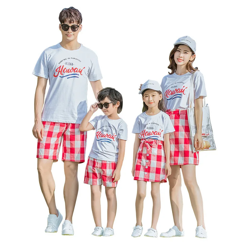 2019 Mother Daughter Dress plaid mama baby skirt Big Sister Matching Family Outfits Shirts 2pcs twins Baby Boys Pant Girls Skirt | Мать и
