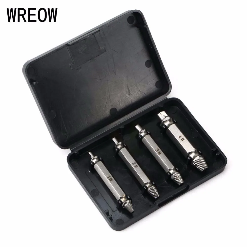 

4pcs Double Side Screw Extractor Drill Bits Screw Extractor Tool Kit Set Stud Guide Remover Woodworking Tool