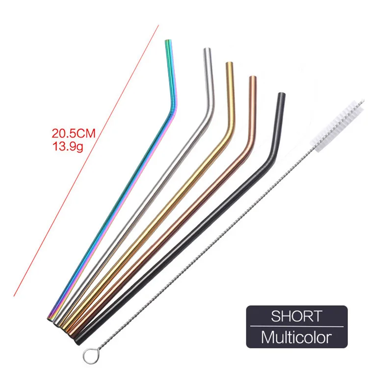 5PCS Bent mix colour 4 шт./лот соломинки для питья из нержавеющей стали+ 1 щетка многоразовые согнутые нержавеющие фильтры соломинка металлический напиток Yerba mate аксессуары для чайного бара - Цвет: 5PCS Bent mix colour