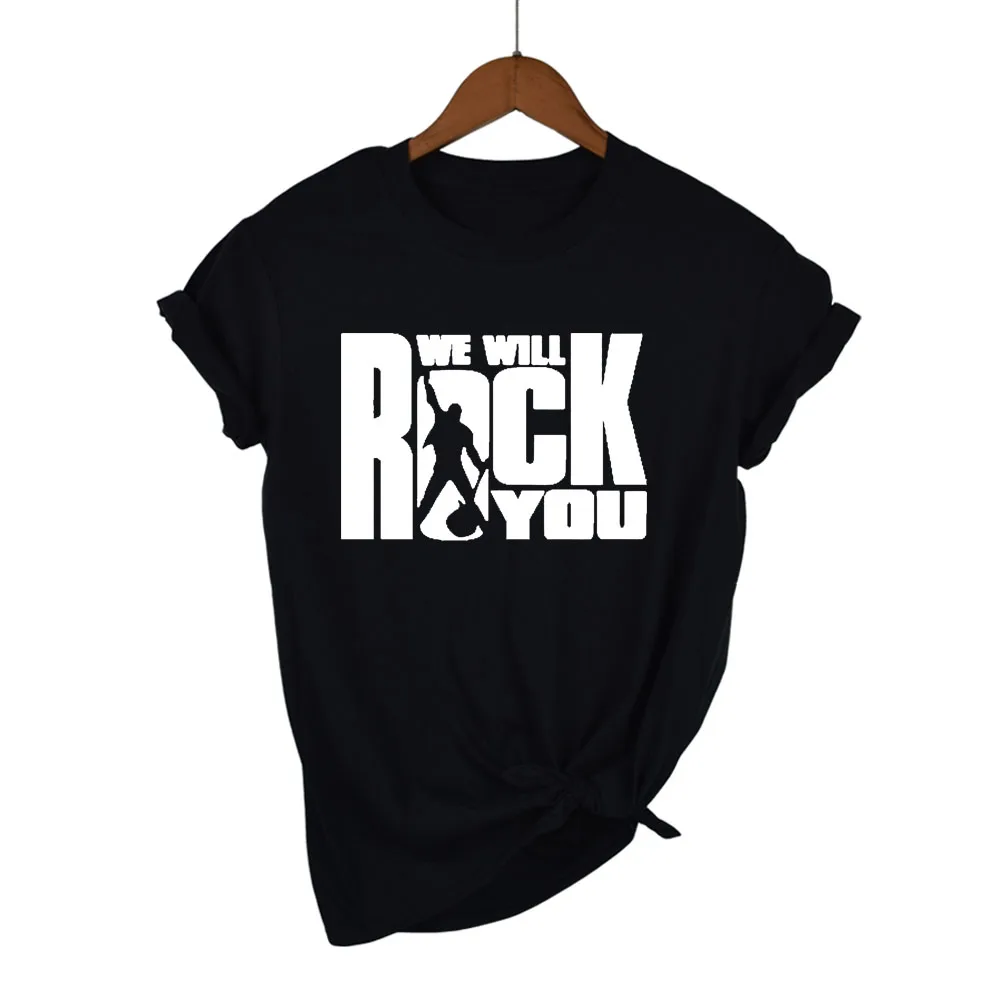We Will Rock You Женская Футболка Летний стиль королева рок группа футболка короткий