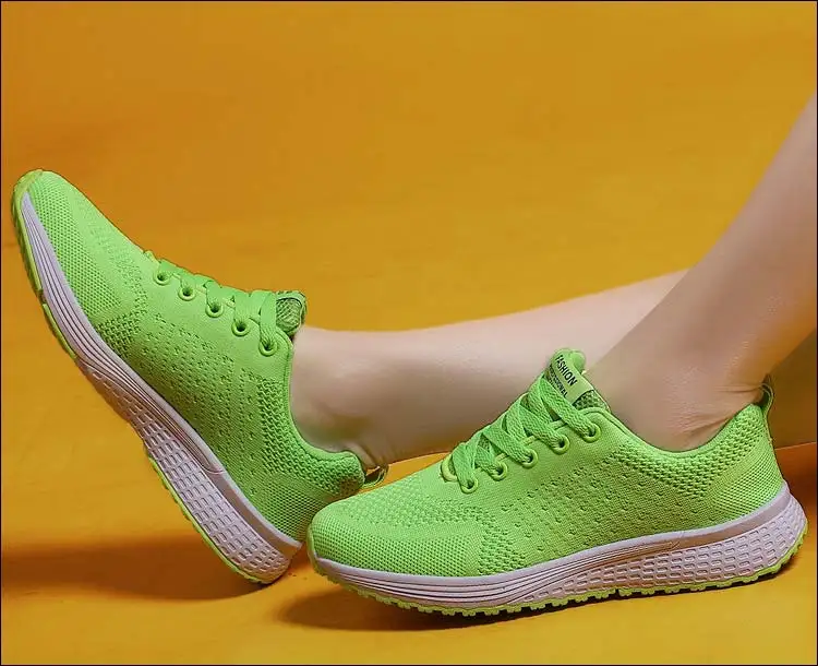 Оранжевые кроссовки; женская повседневная обувь из сетчатого материала; tenis feminino; женская обувь; Moda Mujer; ; брендовая Дизайнерская обувь; цвет розовый, зеленый