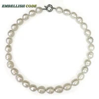 wholesales screw semi baroque stely cylinder elongate teardrop shape natural freshwater pearl statement necklace white color