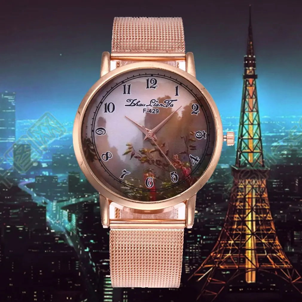 Кварцевые часы Дешевые Роскошные тонкие стальные сетки из нержавеющей стали