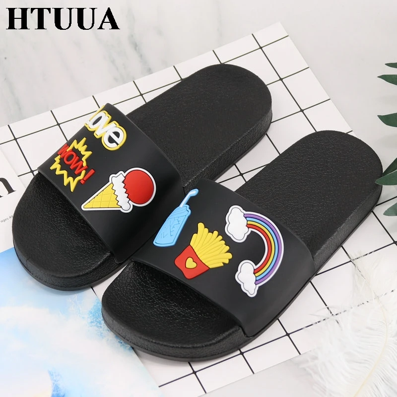 HTUUA/женские тапочки Корейские шлепанцы на плоской подошве с мороженым