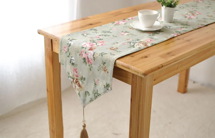 Canvas Shabby Chic Green Rose Rustic Home Decor table runner 4 Size for choose  Дом и