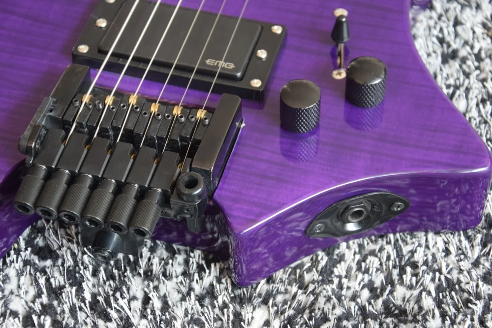 Хорошее качество электрогитара без головки грифа Fanned Frets гриф из черного дерева
