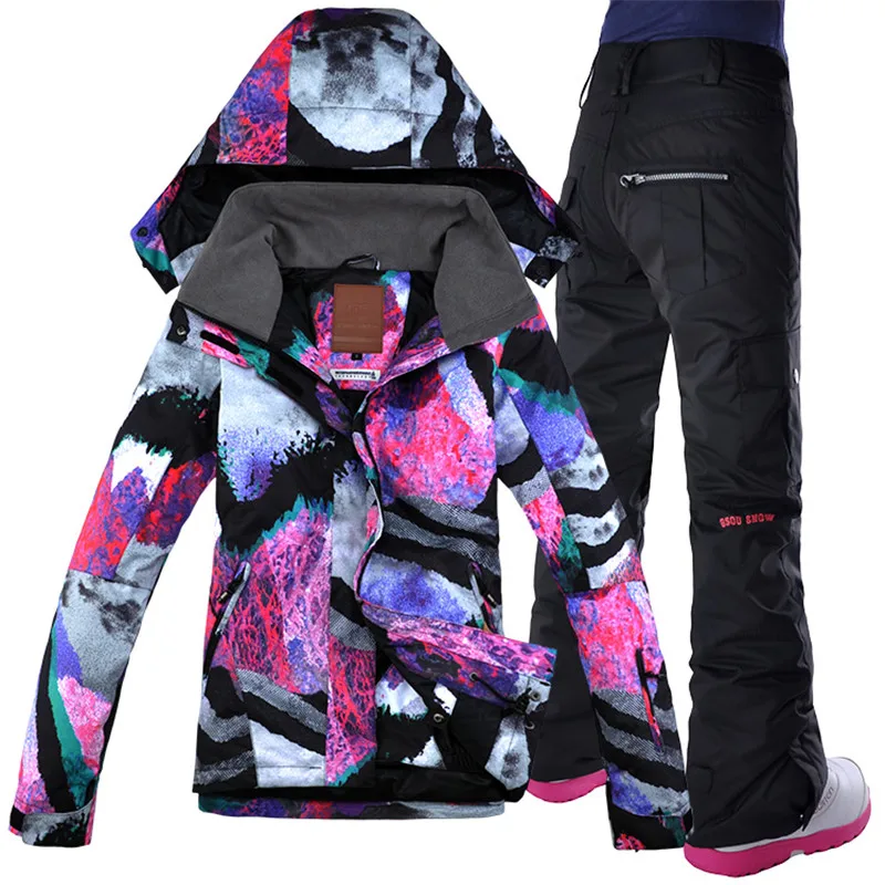 Ski Suit Female Womens Gsou Snow Winter Jackets Pants Woman Jacket Sport Manteau Femme Hiver Esqui Snowboarding Blouson Fille | Спорт и