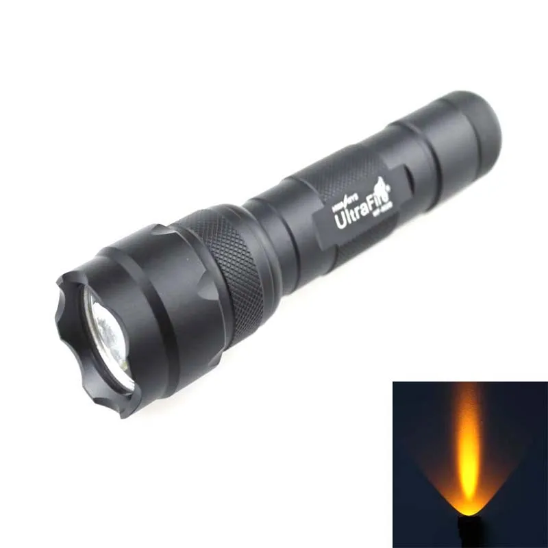 U F WF 502B 1xCREE XP E2 585nm янтарный свет 400lm 1 Mode OP светодиодный фонарик (1x18650)|Фонарики и