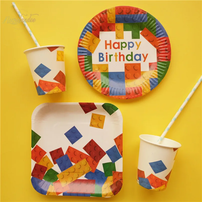 NICROLANDEE 8 шт одноразовые бумажные тарелки и стаканы для вечеринки дня рождения