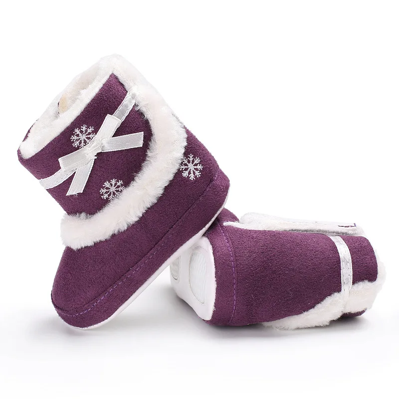 Новые зимние детские ботинки милые рождественские с бантом и мехом на мягкой