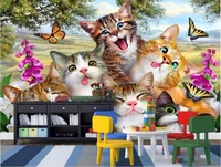 wdbh custom mural 3d wallpaper lovely cat on the grass home decoration painting 3d wall murals wallpaper for wall 3 d