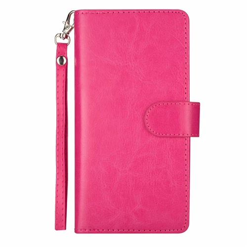 hotpink Для samsung NOTE 10, 9, 8, S7, S9, S8, S10 Plus, многофункциональный флип-кошелек, кожаный чехол, магнитный, съемный, 2 в 1, 9, слот для карт - Цвет: hotpink