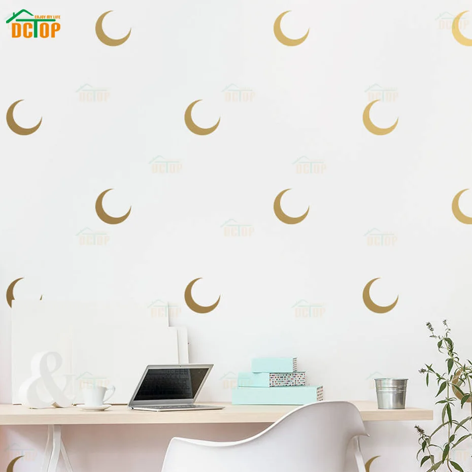 Золотые полумесяц виниловые наклейки на стену DIY Домашний Декор Гостиная окно