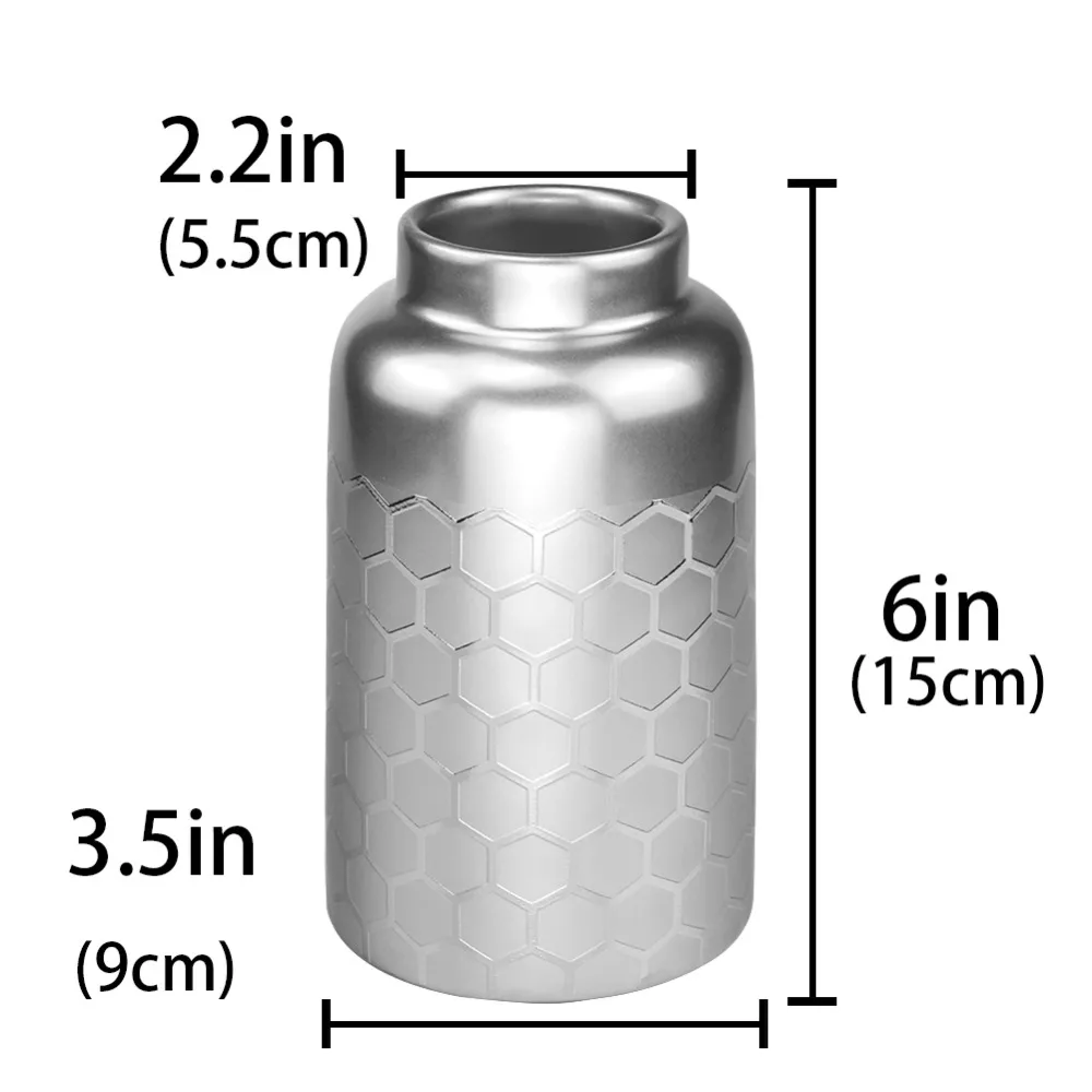 6 дюймов 8 серебряная керамическая ваза для цветов домашнего декора и стола