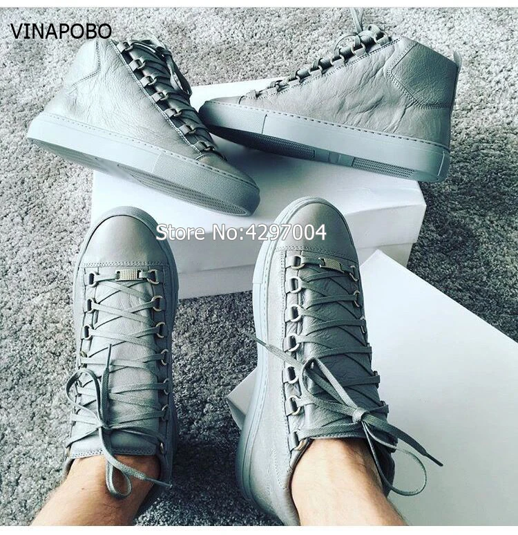 Wholesale High Top Men Casual Shoes Arena Wrinkled Leather White Red Black Drop Shipping Fashion Men's Trainers Size 38-46 | Обувь