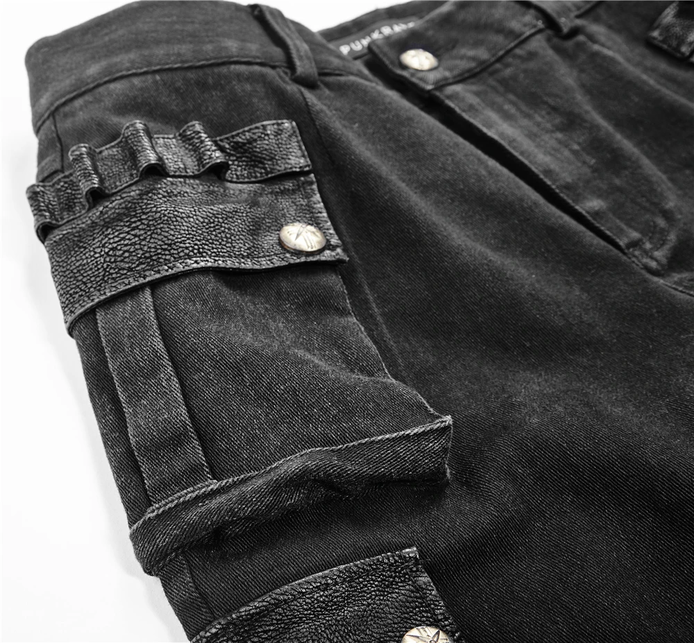 Панковские рейв мужские стимпанк военные заклепки брюки повседневные хлопковые