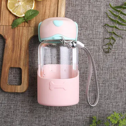 X&ampW Glass Water Bottles Cute Dog Bell Leak Proof Bottle My Portable With Lid Tumbler Girls Student Hiking Sports | Дом и сад