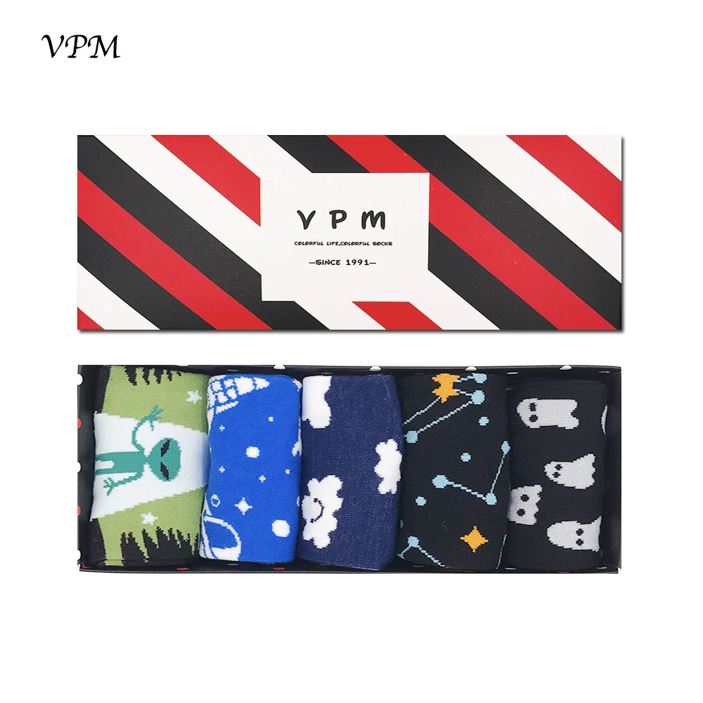 808 box Vpm Подарочная коробка зима-осень теплые Для женщин Носки для девочек красочный мультфильм милый Еда молоко фрукты прекрасный Забавный Носки для девочек(5 пар/лот - Цвет: 808 box