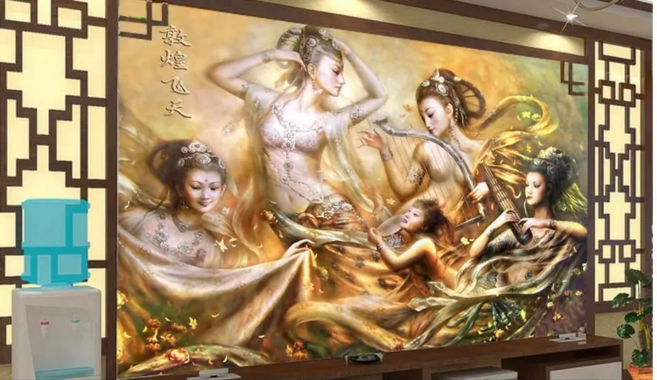 Роскошные обои на заказ 3d фотообои Dunhuang цветные резные для стен спальни