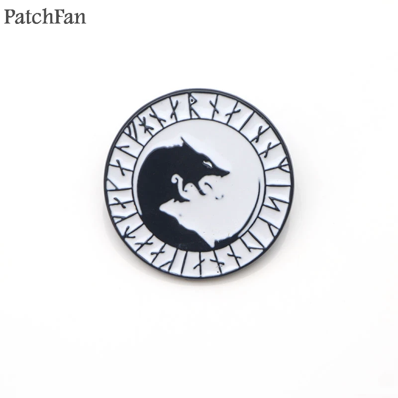 2 Patchfan Викинги голова Волка цинковая эмаль шпильки трендовая медаль insignia para рюкзак рубашка Броши Одежда значок для мужчин женщин A1658 - Цвет: 2