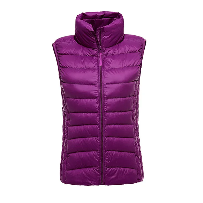Fuchsia Женский хлопковый жилет, зимние теплые куртки, весна-осень, Женский Повседневный хлопковый жилет без рукавов, Одноцветный жилет A49 - Цвет: Fuchsia