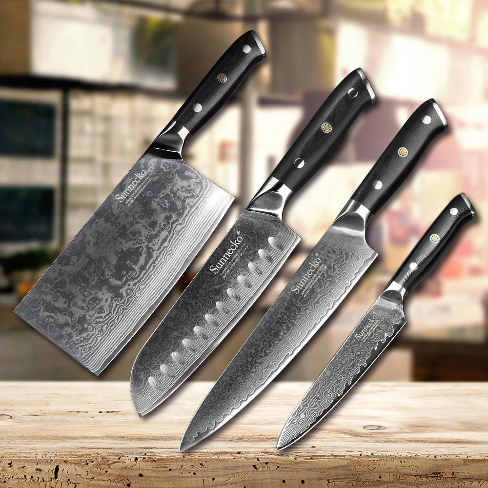 SUNNECKO Damascus Chef Utility Santoku Slicing Paring Cleaver Knife Japanese Kitchen Knives G10 Handle Sharp Meat Cutting | Дом и сад