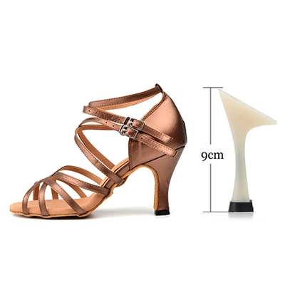 Brown 9cm Искусственная Пелле Scarpe Da Ballo Latino Donna Scarpe Da Ballo Delle Signore Marrone Inferiore Molle Sandali - Цвет: Brown 9cm