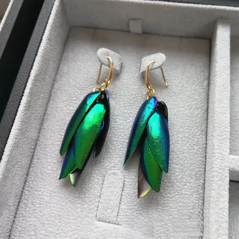 Женские винтажные серьги-подвески ручной работы с крыльями жука | Украшения и