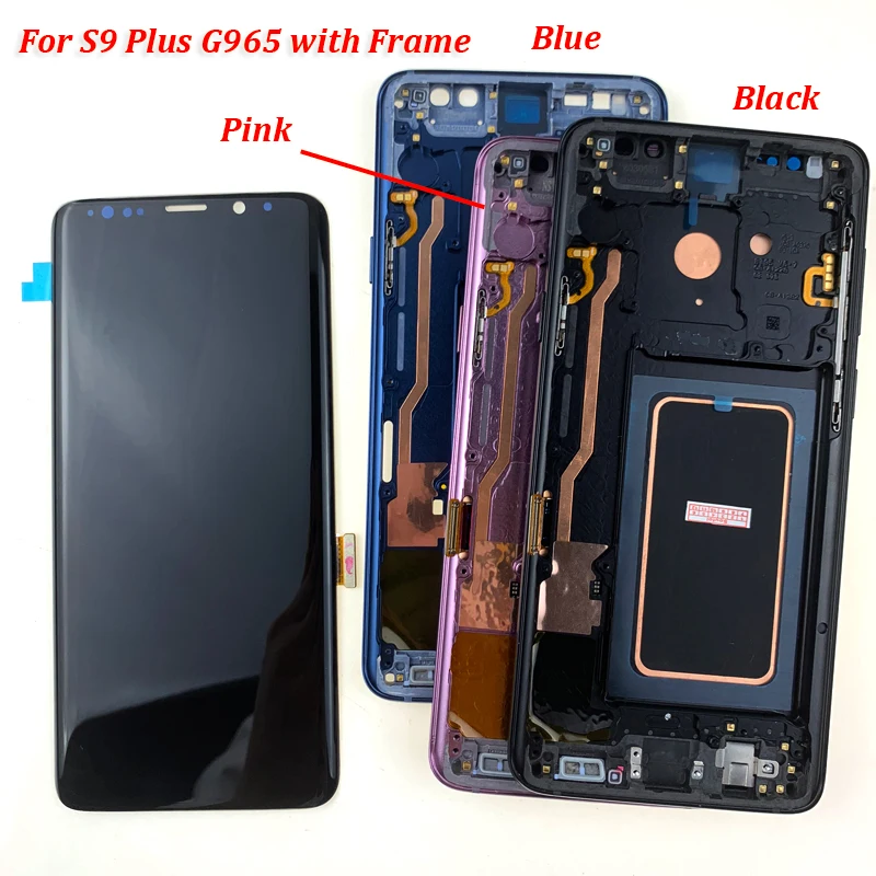 Замена AMOLED для SAMSUNG Galaxy S9 + ЖК сенсорный экран дигитайзер с рамкой G960 G965 дисплей